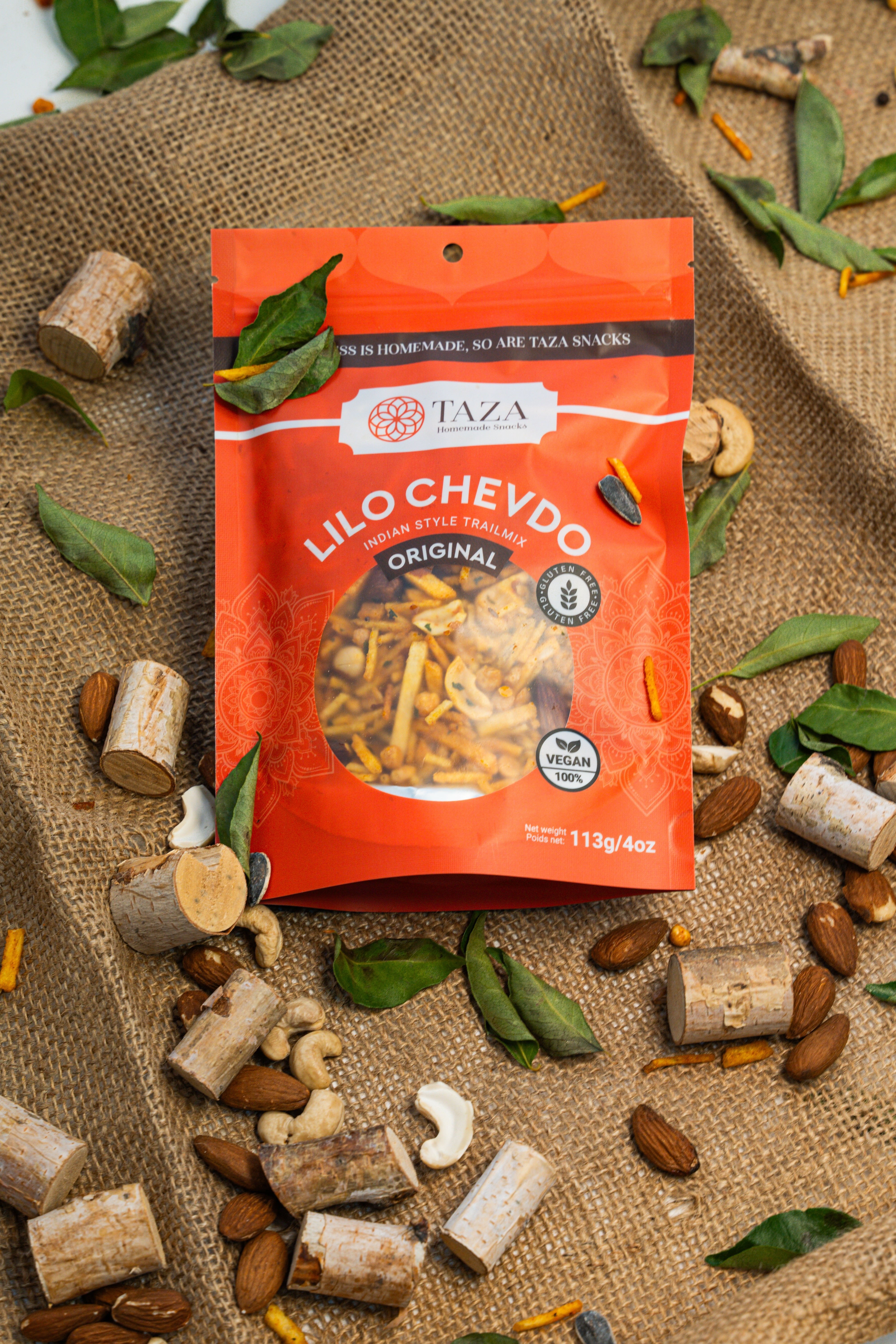 Original Lilo Chevdo - Taza Snacks - South Asian Snacks - Indian Snacks - Spiced Trail Mix - Healthy Snacking